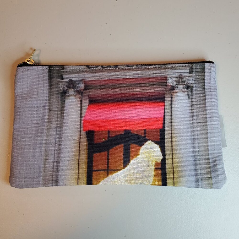 Zip Pouch by Al Hirschfeld of Cartier Paris Awning Photo Art w/Lit Animal
